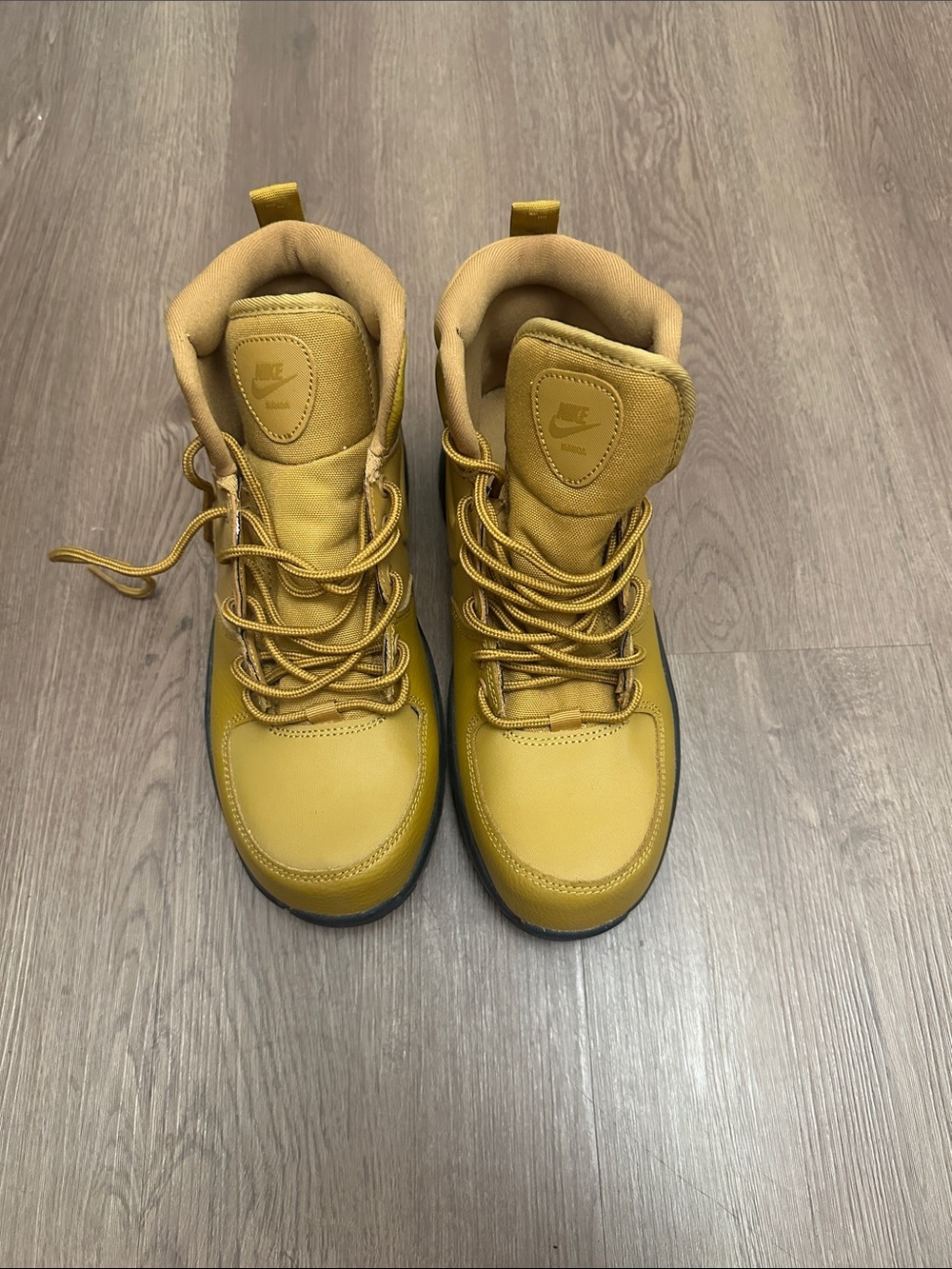 Nike Kids Mustard Yellow High-Top Lace Boots